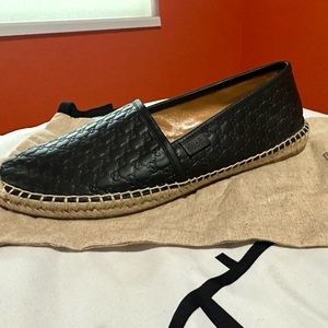 Gucci Women Leather Espadrilles Black Size 40
